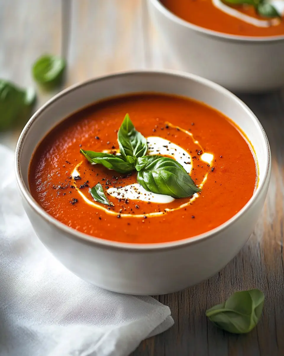 Spicy Roasted Tomato and Red Pepper Soup First Image First Image