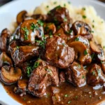 Beef Tenderloin Tips in Mushroom Gravy First Image First Image