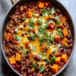 Sweet Potato Chili with Ground Beef and Cheddar First Image First Image