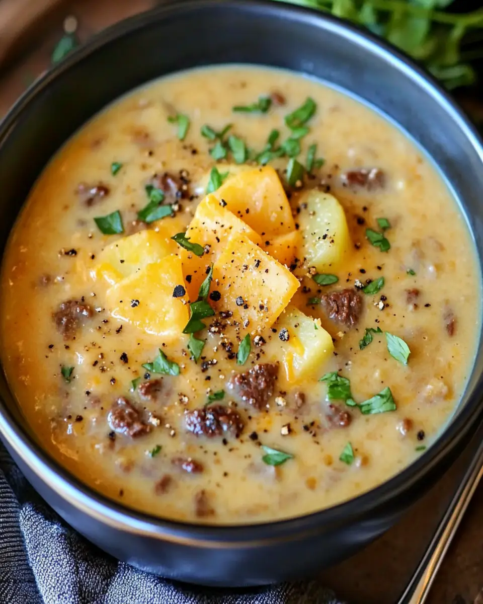 Beef & Smoked Cheddar Potato Soup First Image First Image