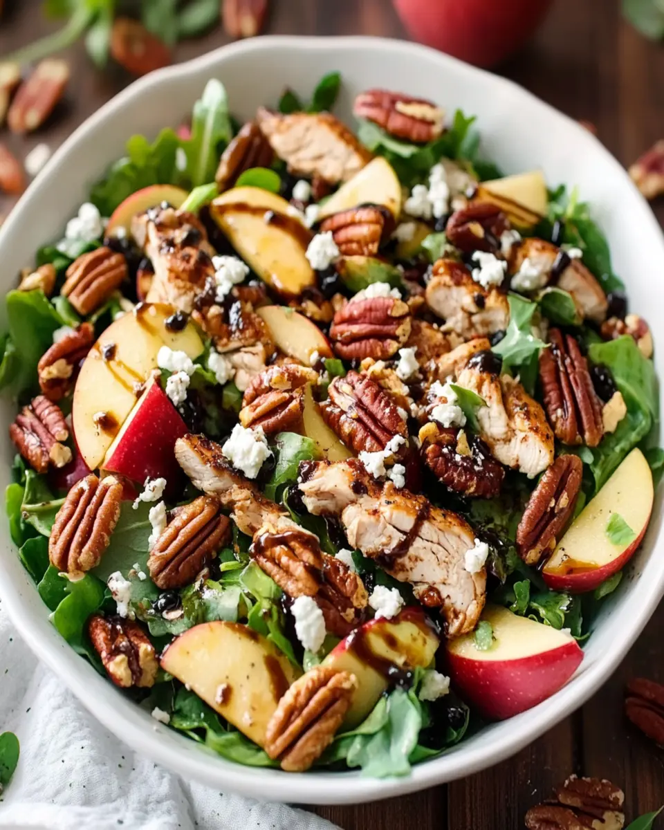 Pecan Chicken Salad with Apples, Goat Cheese & Balsamic Vinaigrette First Image First Image