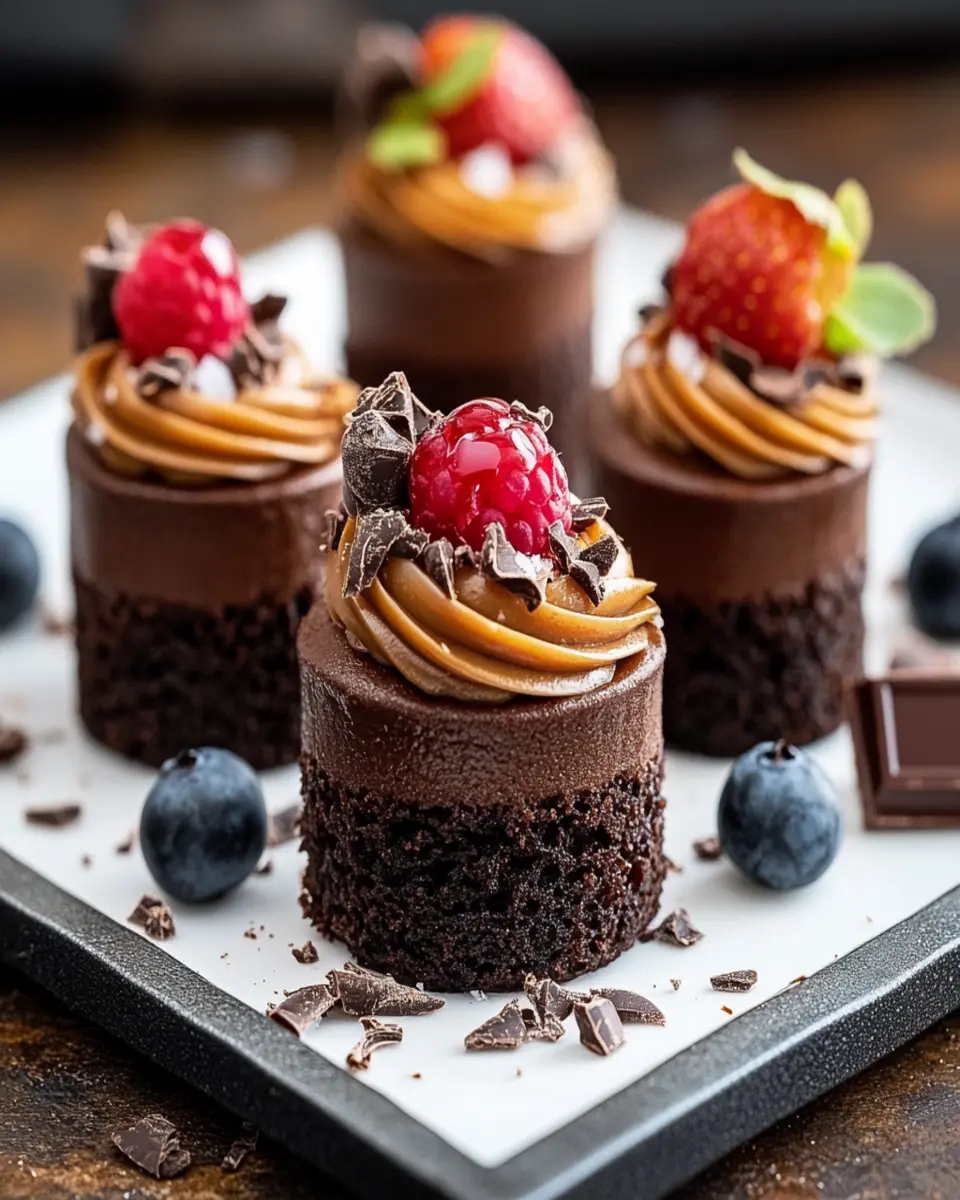 Mini choc-caramel dessert cakes First Image First Image