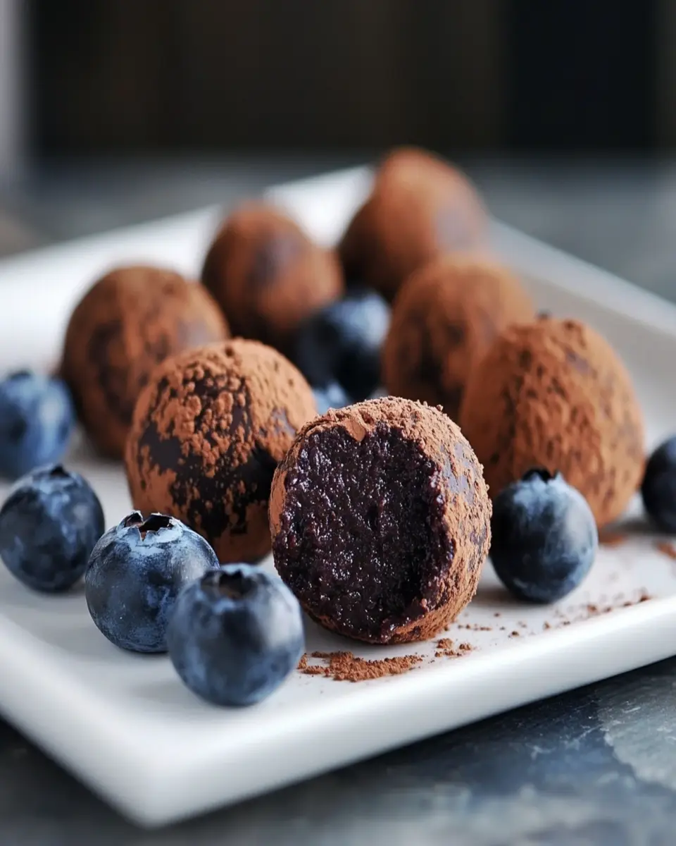 Vegan Chocolate Truffles with Blueberries First Image First Image