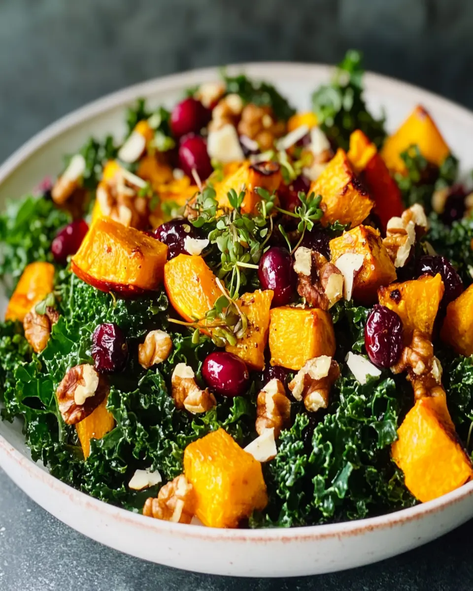 Vegan Fall Harvest Salad with Kale and Pumpkin First Image First Image
