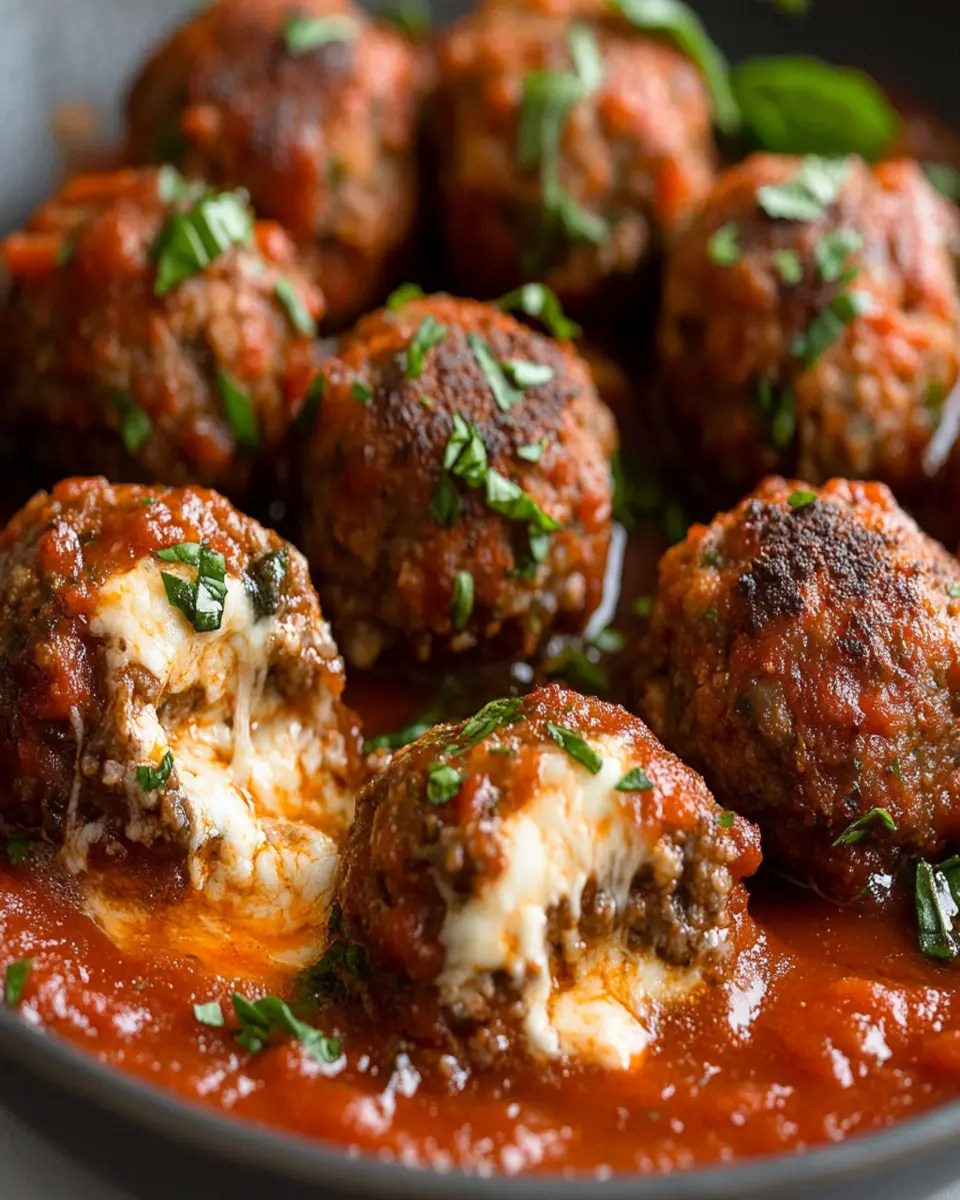 Mozzarella Stuffed Meatballs First Image First Image
