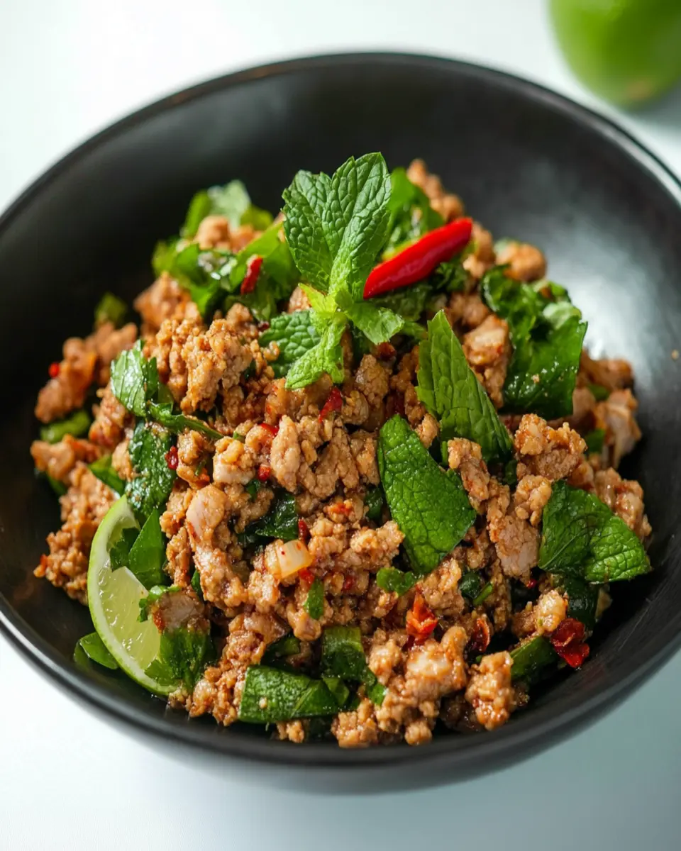 Authentic Thai Laab Moo | Spicy Minced Pork Salad First Image First Image