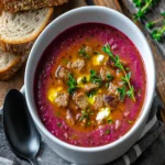 Creamy Beet and Goat Cheese Soup First Image First Image