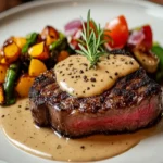 New York Strip Steak with Peppercorn Sauce First Image First Image